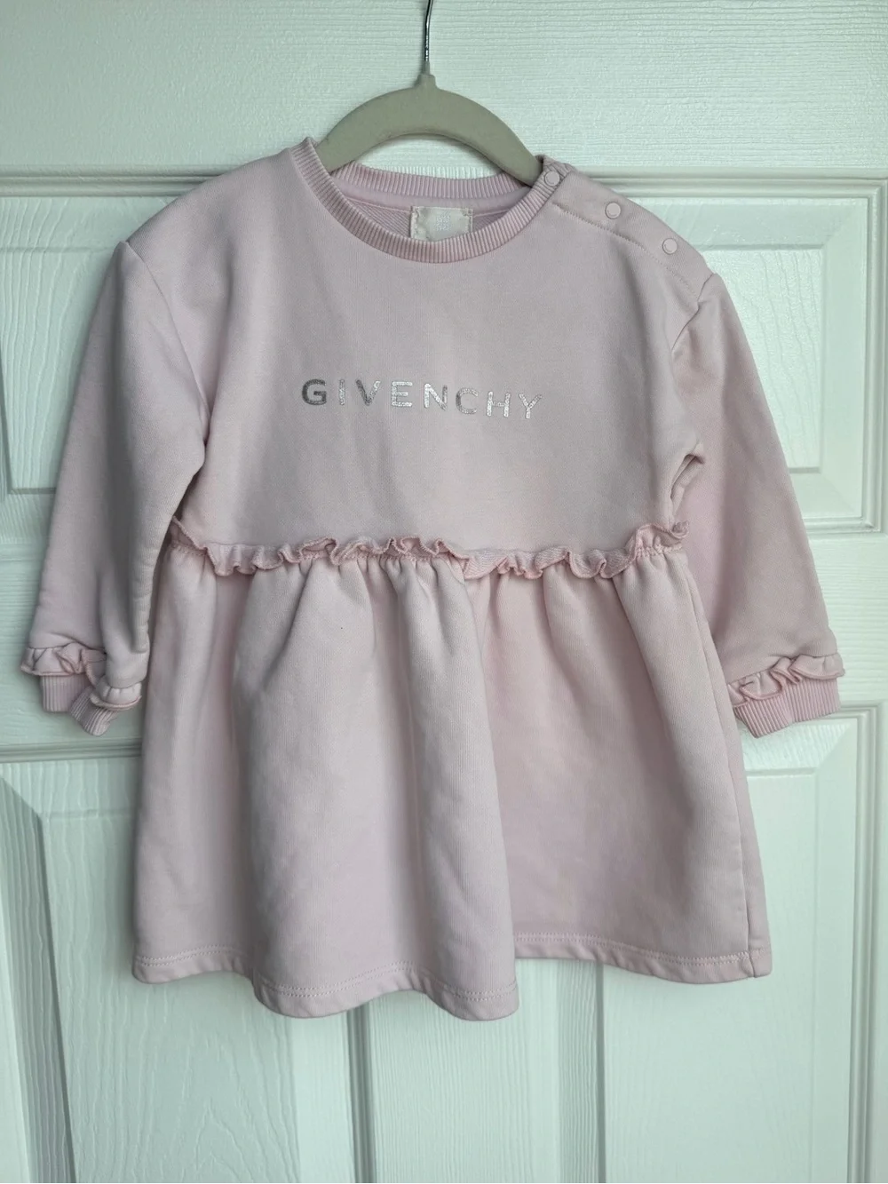 Givenchy Light Pink Ruffle-Waist Baby Dress-size 2T